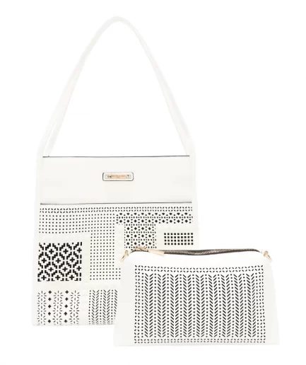 Geometric Cutout Cartera con Bandolera White Nicole Lee